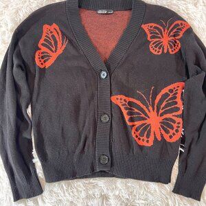 Nikkak Black Sweater Orange Butterflies Juniors XS